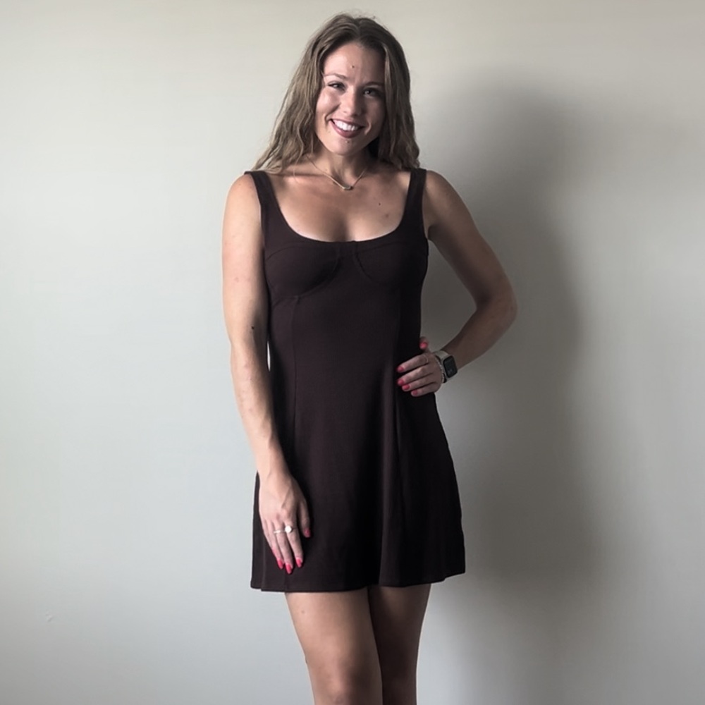 NWT Brown Ribbed Summer Tank Dress